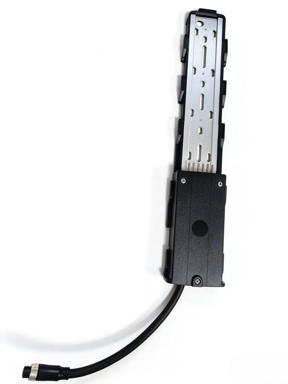 QF200 battery holder with black case and wiring cable, exposed metal contact plates