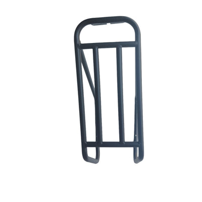 Rear e-bike rack frame with vertical bars and arched handle, dark finish