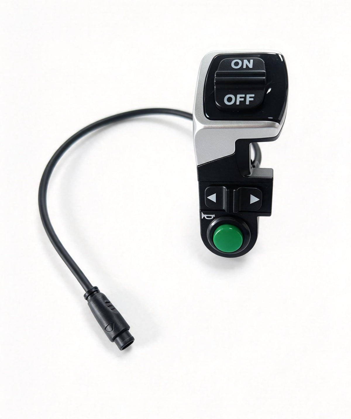 QF200 lighting switch with cable and connector, ON/OFF rocker, arrow controls and green button