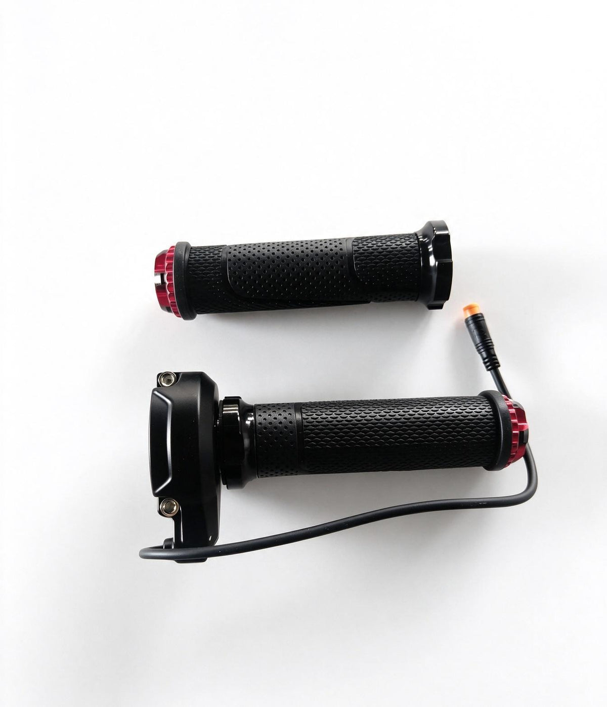 QF200 throttle set laid horizontally, with textured grips and red end accents