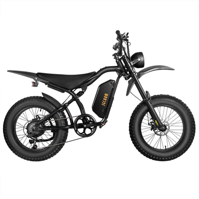 QL200 electric dirt bike with black frame, front headlight, knobby tires, battery
