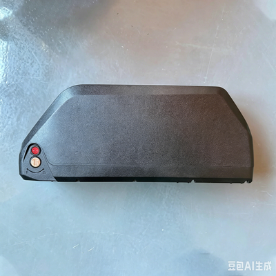 60V battery pack case, dark gray rectangular body with side control panel and red button